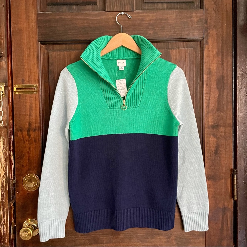 JCREW Factory NWT Knitted Block Half Zipped Sweater Top